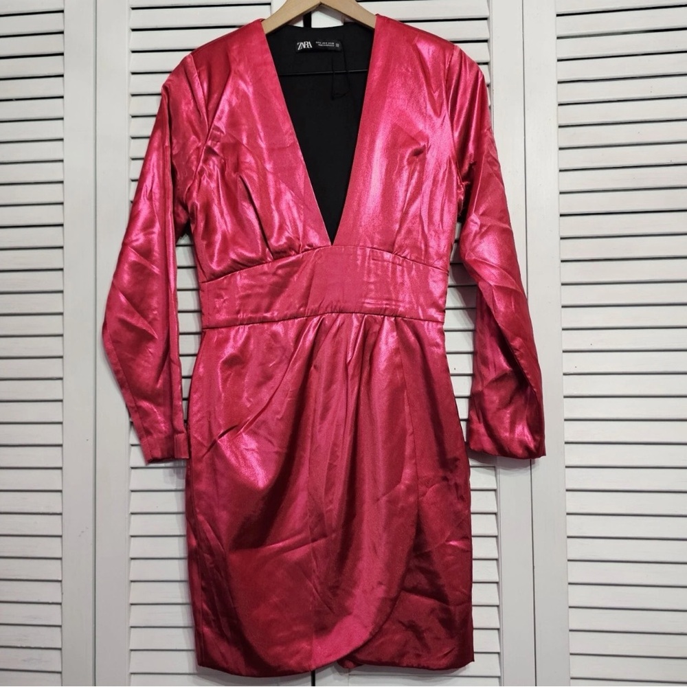 NWOT - Zara Metallic‎ Pink Dress